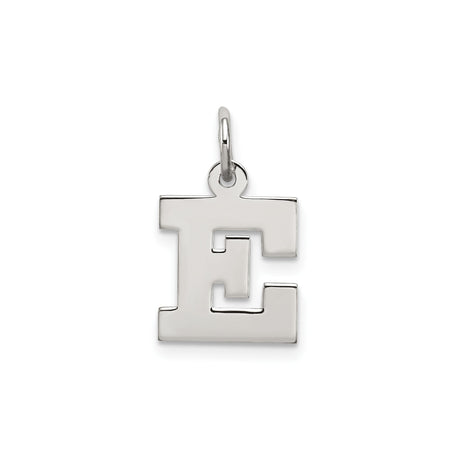 Sterling Silver Initial Pendant Charm, Bold Block Letter E Design for Women or Unisex Wear