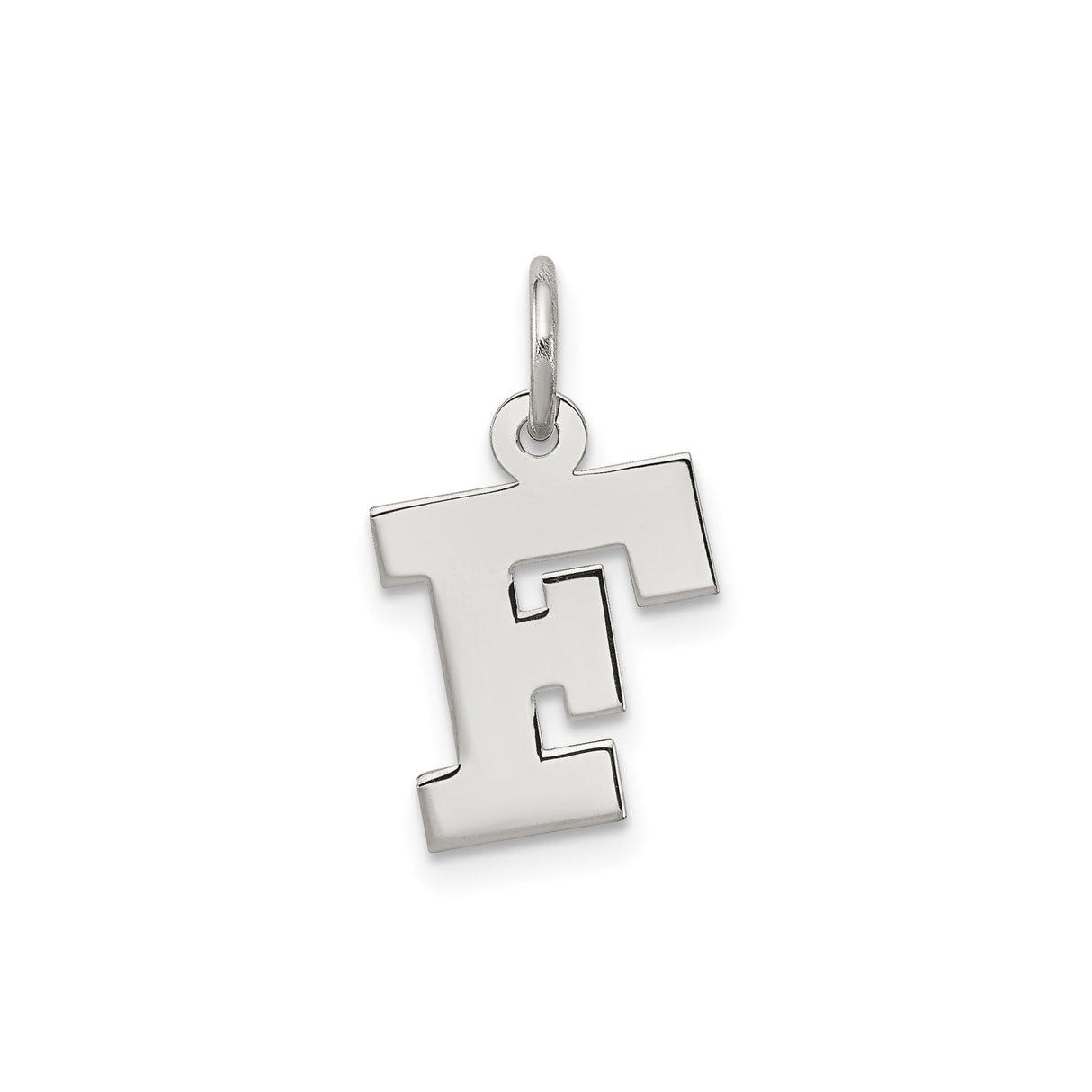 Sterling Silver Initial F Pendant Charm, Flat Block Letter, Unisex Alphabet Jewelry