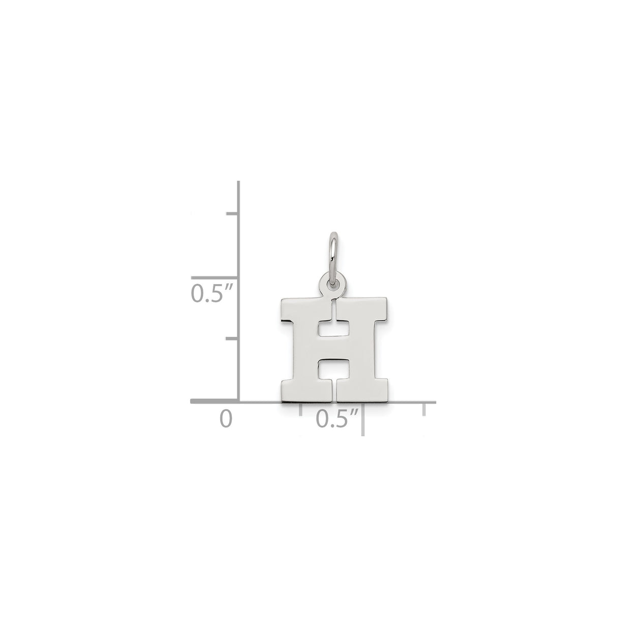 Sterling Silver Letter H Pendant, Bold Block Style Initial Charm for Women or Unisex Use