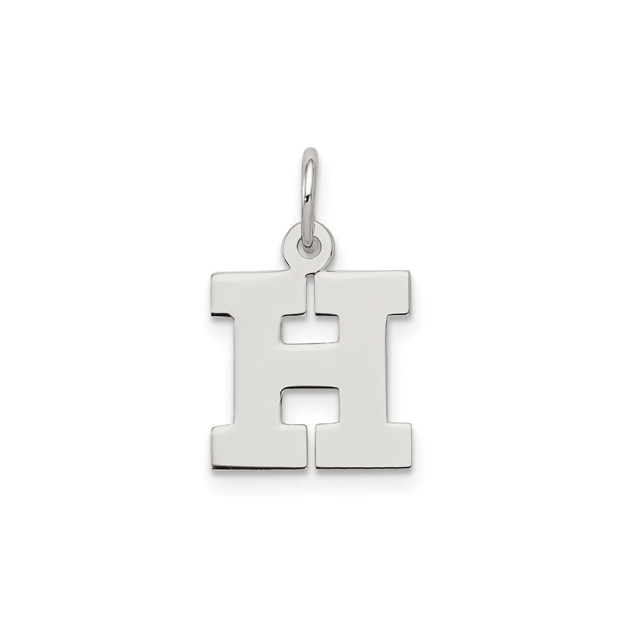 Sterling Silver Letter H Pendant, Bold Block Style Initial Charm for Women or Unisex Use