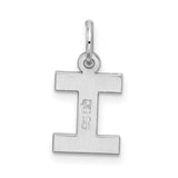 Sterling Silver Initial Pendant I Letter Charm, Polished Block Style, Unisex Jewelry