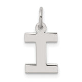 Sterling Silver Initial Pendant I Letter Charm, Polished Block Style, Unisex Jewelry