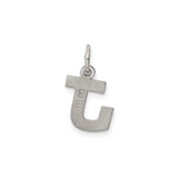 Sterling Silver Initial J Pendant Charm, Polished Block Letter Design for Women or Unisex