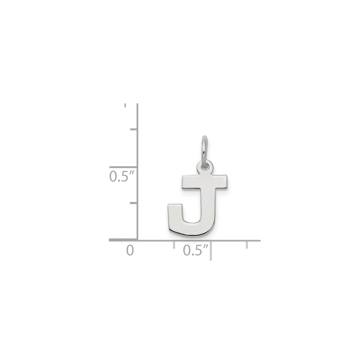 Sterling Silver Initial J Pendant Charm, Polished Block Letter Design for Women or Unisex