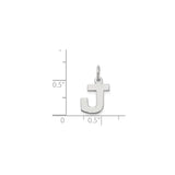 Sterling Silver Initial J Pendant Charm, Polished Block Letter Design for Women or Unisex