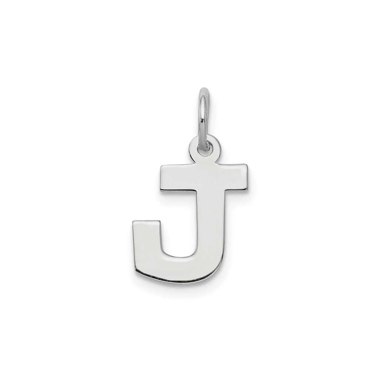 Sterling Silver Initial J Pendant Charm, Polished Block Letter Design for Women or Unisex