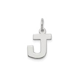 Sterling Silver Initial J Pendant Charm, Polished Block Letter Design for Women or Unisex