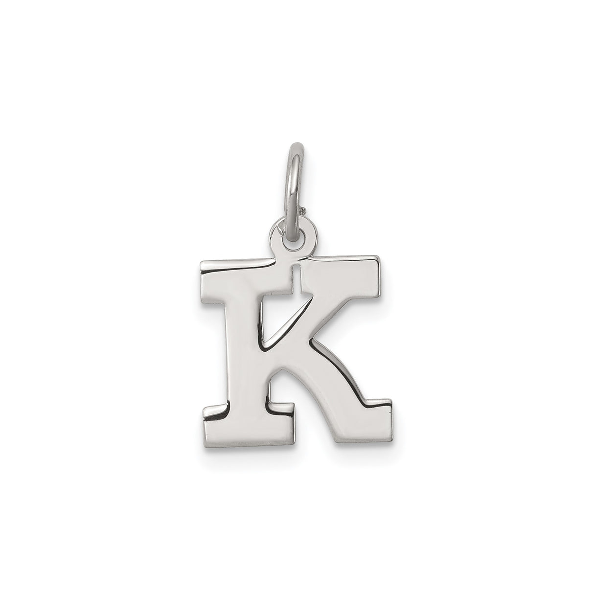 Sterling Silver Initial K Pendant Charm, Polished Block Letter Monogram Jewelry