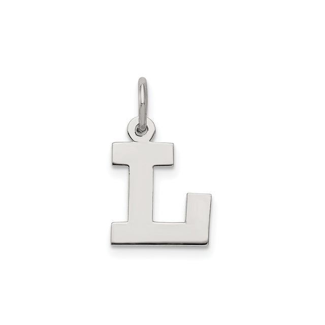 Sterling Silver Letter L Charm Pendant, Bold Block Initial Design for Necklace or Bracelet