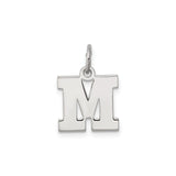 Sterling Silver Letter M Charm Pendant, Bold Block Alphabet Initial Design for Women or Unisex Wear