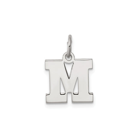 Sterling Silver Letter M Charm Pendant, Bold Block Alphabet Initial Design for Women or Unisex Wear