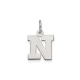 Sterling Silver Initial N Pendant, Polished Block Letter Charm, Unisex Name Jewelry