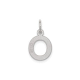 Sterling Silver Initial O Pendant Charm, Polished Cutout Block Letter Design for Women or Unisex Use