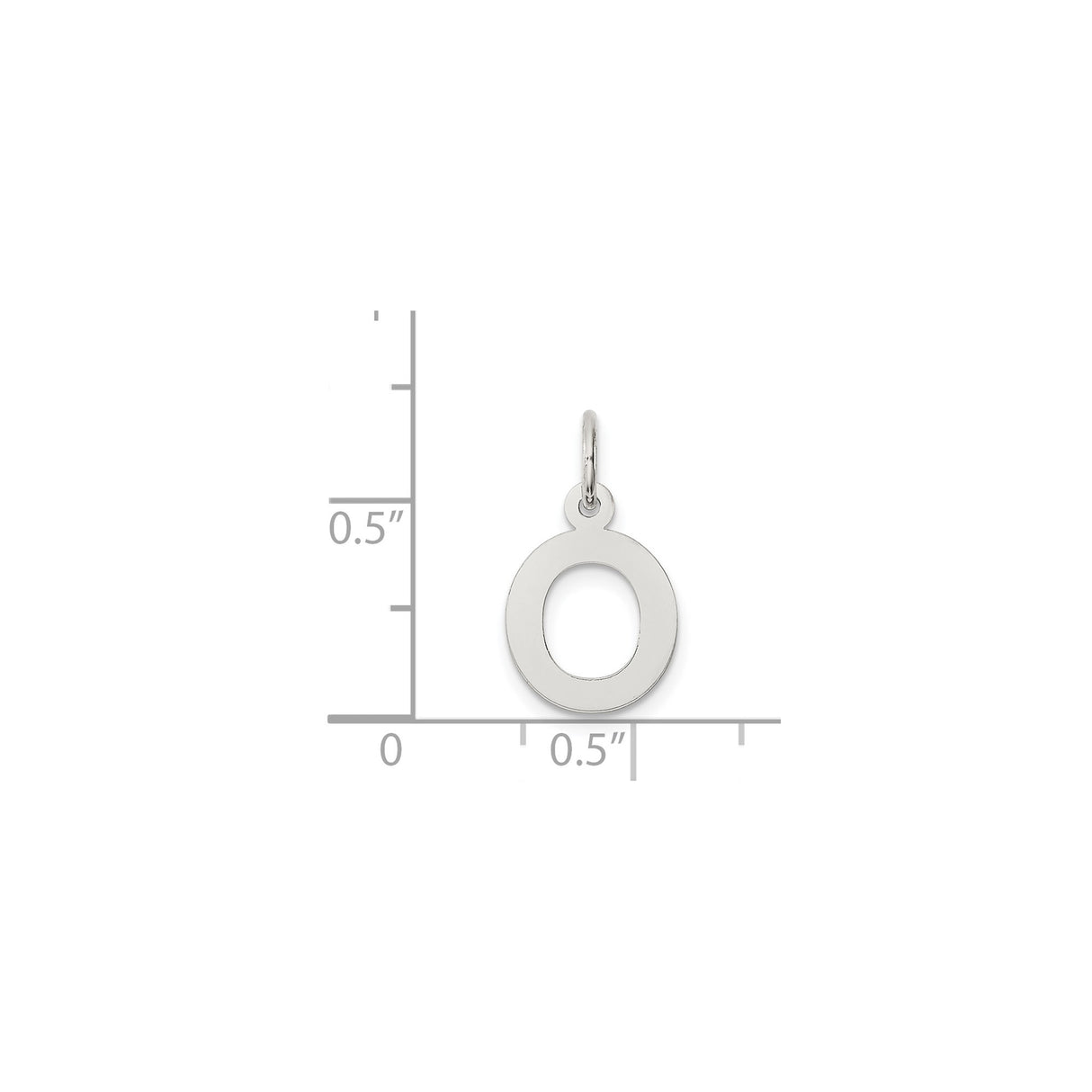 Sterling Silver Initial O Pendant Charm, Polished Cutout Block Letter Design for Women or Unisex Use