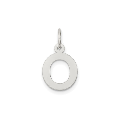 Sterling Silver Initial O Pendant Charm, Polished Cutout Block Letter Design for Women or Unisex Use