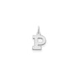 Sterling Silver Letter P Pendant, Polished Block Initial Charm, Minimalist Unisex Jewelry