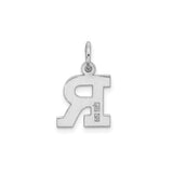 Sterling Silver Initial R Pendant Charm, Block Letter Monogram Jewelry, Polished Alphabet Accessory