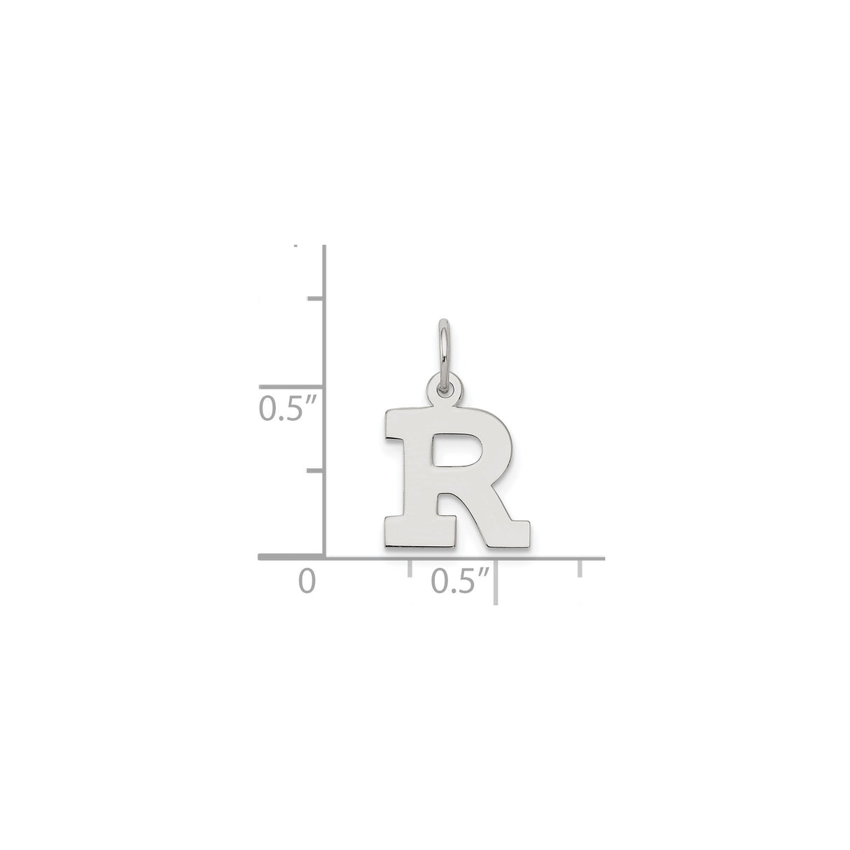 Sterling Silver Initial R Pendant Charm, Block Letter Monogram Jewelry, Polished Alphabet Accessory