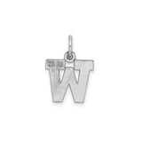 Sterling Silver Initial W Pendant Charm, Polished Block Letter Design, Unisex Jewelry Piece