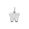 Sterling Silver Initial W Pendant Charm, Polished Block Letter Design, Unisex Jewelry Piece