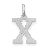 Block Letter X Initial Charm Pendant in Real 925 Sterling Silver