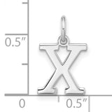 Block Letter X Initial Charm Pendant in Real 925 Sterling Silver