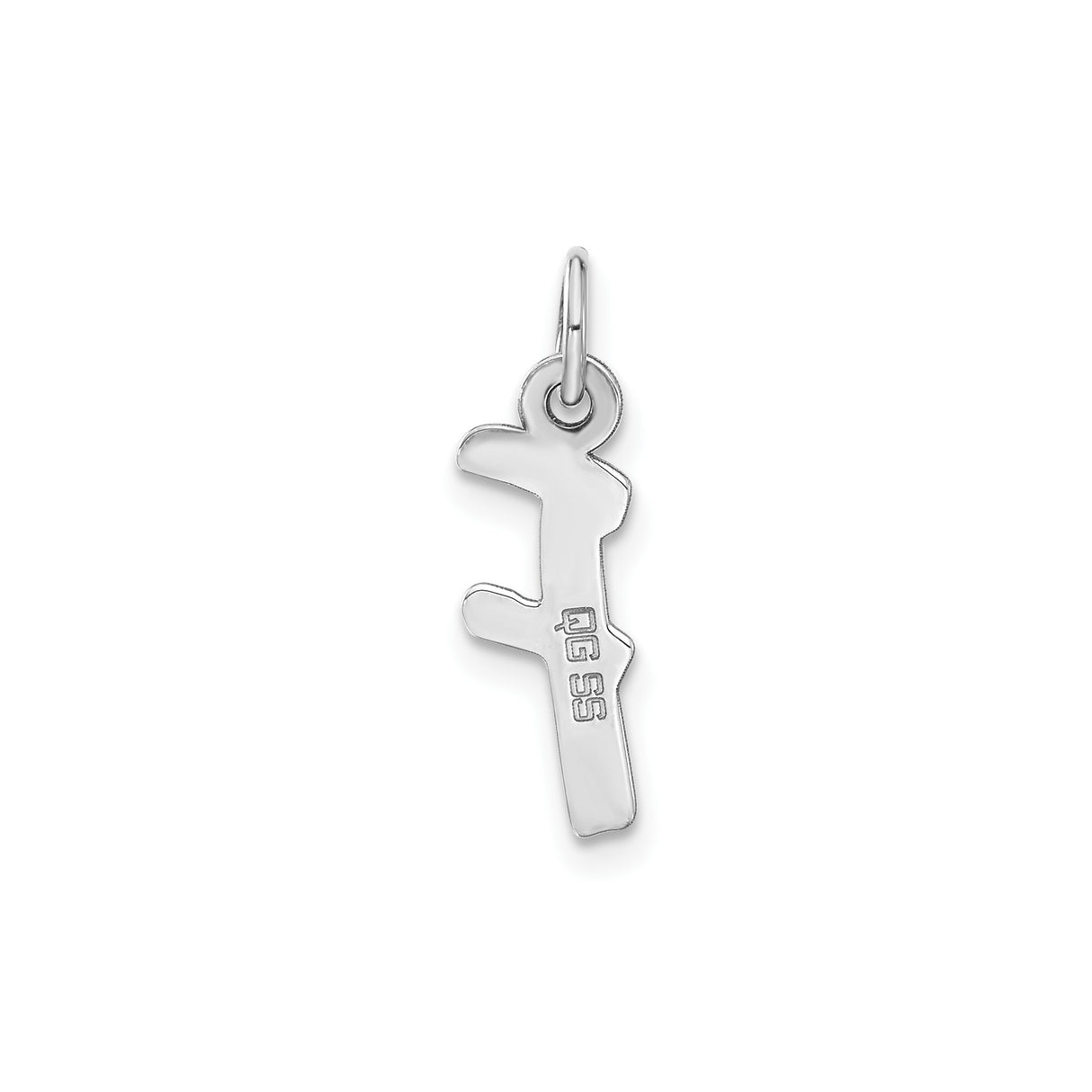 Sterling Silver Lowercase F Initial Pendant Charm, Polished Alphabet Jewelry for Women or Unisex