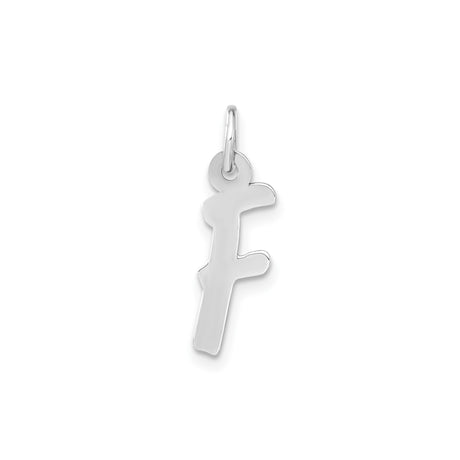 Sterling Silver Lowercase F Initial Pendant Charm, Polished Alphabet Jewelry for Women or Unisex