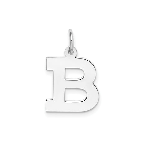 Sterling Silver Initial B Pendant, Polished Block Letter Charm, Modern Alphabet Jewelry for Women or Unisex