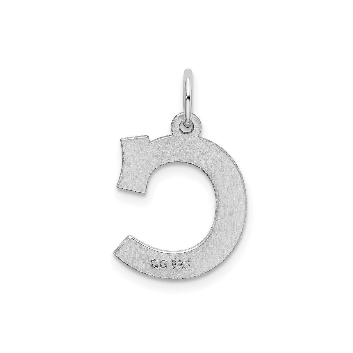 Sterling Silver C Letter Charm Pendant with Simple Bail, Block Alphabet Design