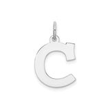 Sterling Silver C Letter Charm Pendant with Simple Bail, Block Alphabet Design