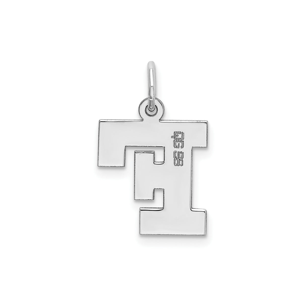 Sterling Silver Initial F Pendant, Bold Block Letter Charm for Necklace or Bracelet