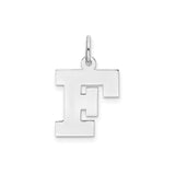 Sterling Silver Initial F Pendant, Bold Block Letter Charm for Necklace or Bracelet