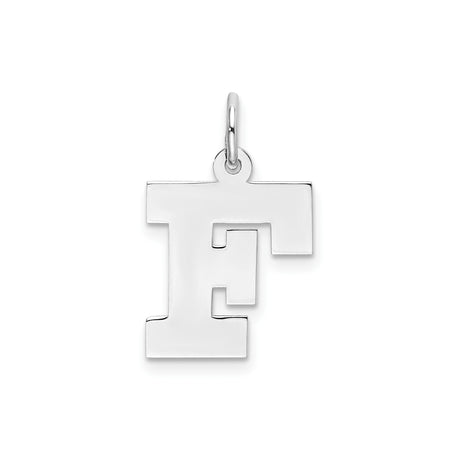 Sterling Silver Initial F Pendant, Bold Block Letter Charm for Necklace or Bracelet