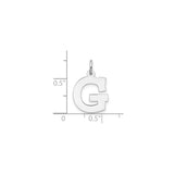 Sterling Silver Letter G Pendant Charm, Polished Block Style Initial for Women or Unisex Wear