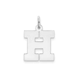 Sterling Silver Block Style H Pendant, Bold Polished Initial Charm for Women or Unisex Wear