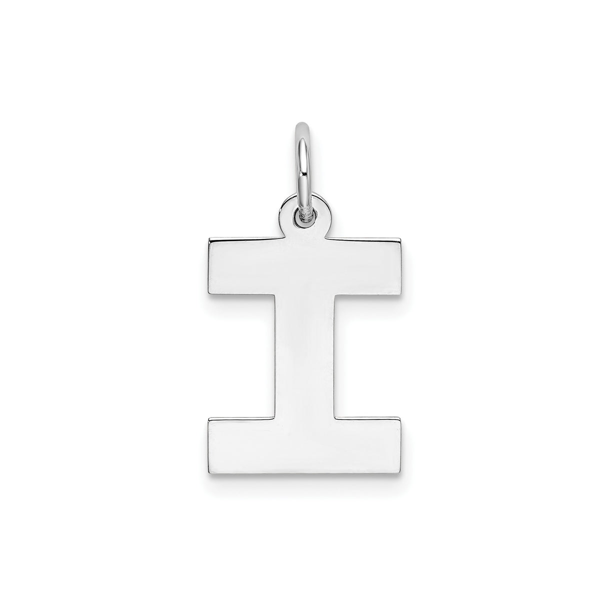 Sterling Silver Letter I Pendant Charm, Block Font Initial Jewelry for Women or Unisex Wear
