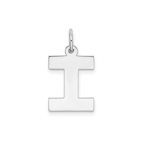 Sterling Silver Letter I Pendant Charm, Block Font Initial Jewelry for Women or Unisex Wear