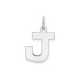 Sterling Silver Initial J Pendant Charm, Polished Block Letter, Minimalist Alphabet Jewelry