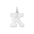 Sterling Silver K Pendant, Block Letter Monogram Charm, Unisex Alphabet Jewelry
