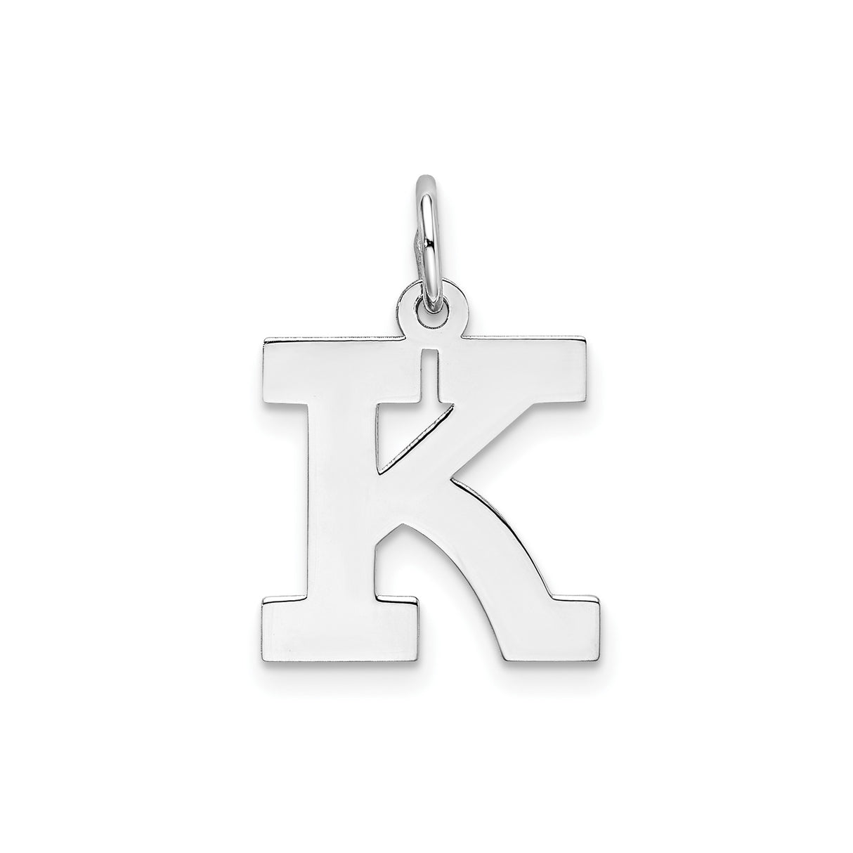 Sterling Silver K Pendant, Block Letter Monogram Charm, Unisex Alphabet Jewelry