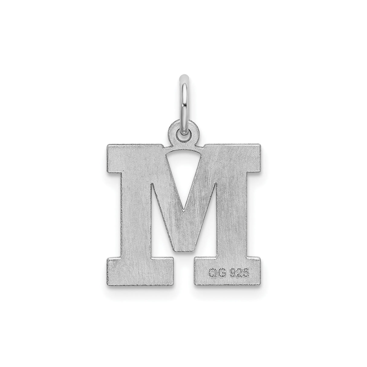 Sterling Silver Initial M Pendant Charm, Block Letter Design, Polished Finish for Women or Unisex