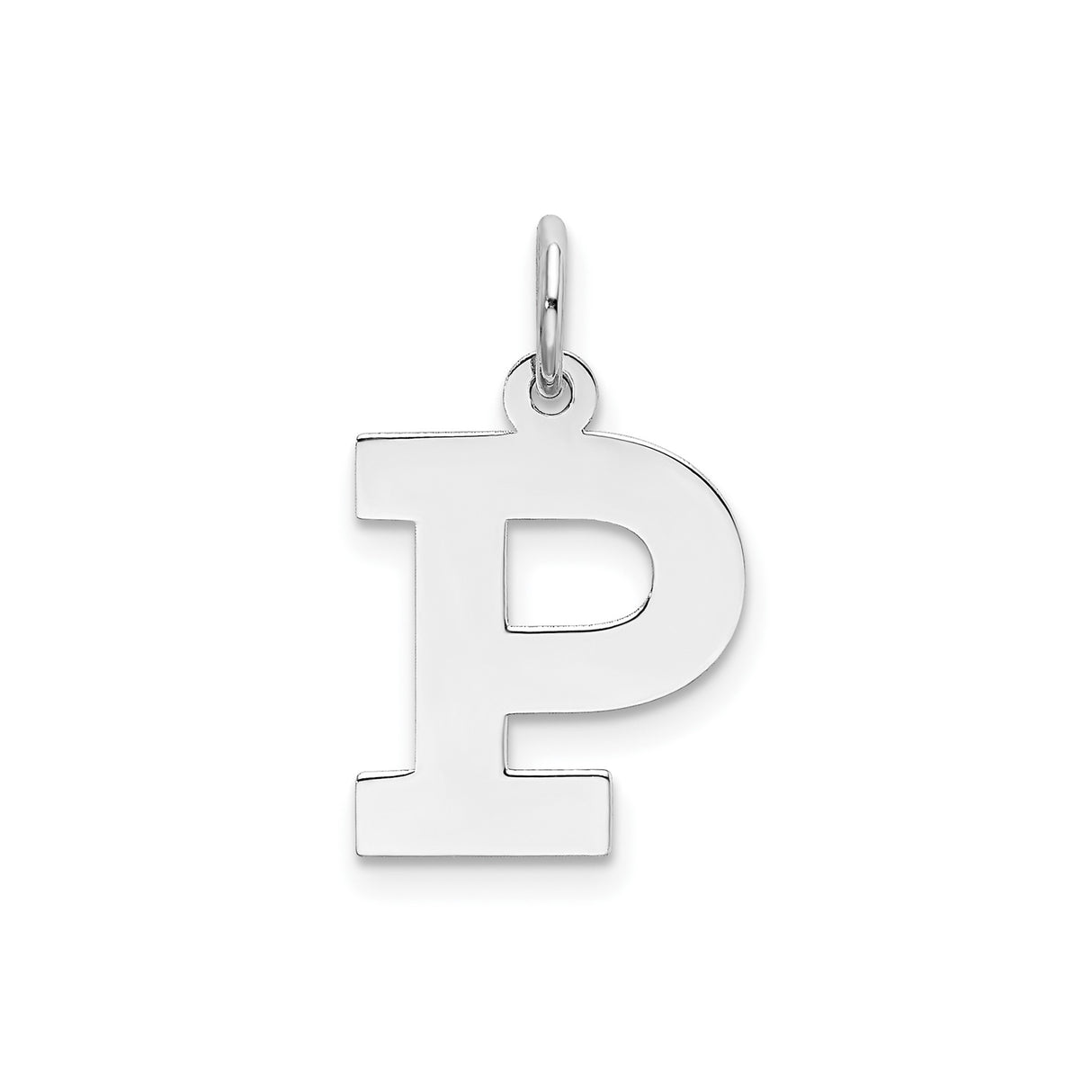Sterling Silver Pendant Charm, Block Letter P Monogram Design, Unisex Jewelry