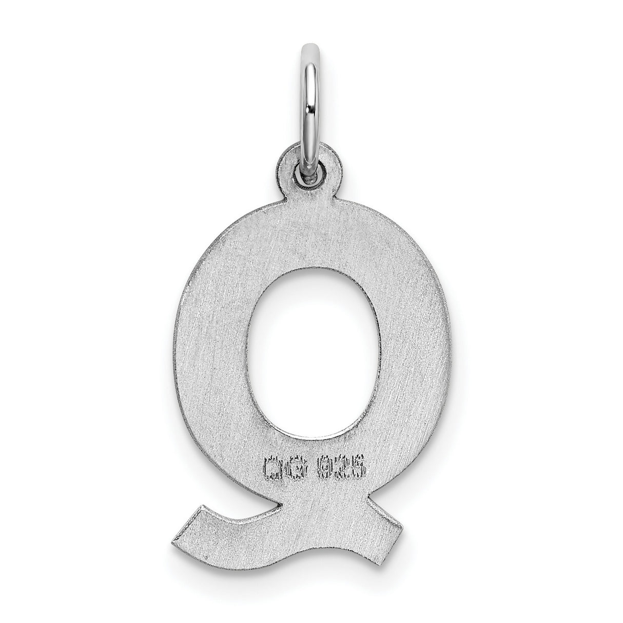Sterling Silver Letter Q Pendant, Polished Block Alphabet Initial Charm, Minimalist Jewelry