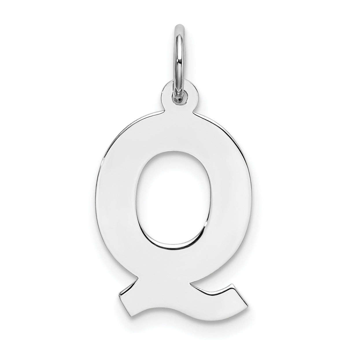 Sterling Silver Letter Q Pendant, Polished Block Alphabet Initial Charm, Minimalist Jewelry