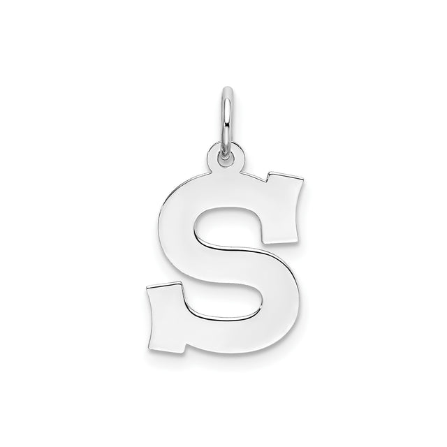 Sterling Silver Letter S Pendant Charm, Bold Serif Initial Monogram Design