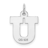 Sterling Silver Letter U Pendant Charm, Bold Block Initial Design, Unisex Monogram Jewelry