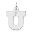 Sterling Silver Letter U Pendant Charm, Bold Block Initial Design, Unisex Monogram Jewelry