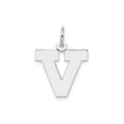 Sterling Silver Letter V Pendant, Polished Block Initial Charm, Modern Monogram Jewelry