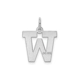 Sterling Silver W Pendant Charm, Polished Block Letter Initial Monogram Jewelry